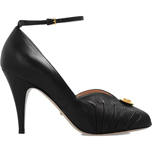 Leather Pumps with Interlocking G Logo , female, Sizes: 3 UK, 2 UK - Gucci - Modalova