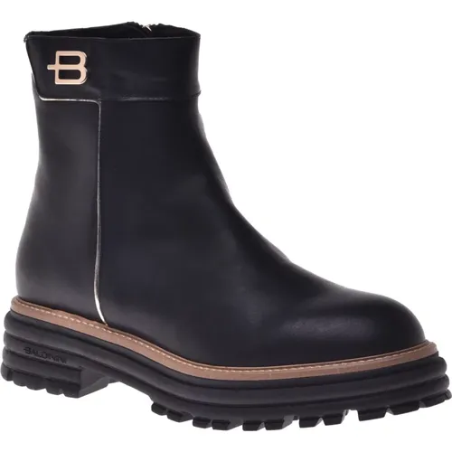 And platinum calf leather ankle boot , female, Sizes: 4 UK, 5 UK, 6 UK - Baldinini - Modalova