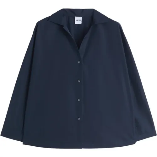 Navy Cotton Poplin Shirt , female, Sizes: M, 2XS - Aspesi - Modalova
