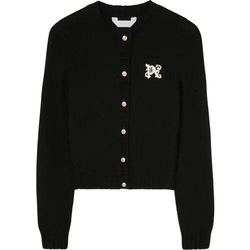 Monogram Cardigan Schwarz - Palm Angels - Modalova