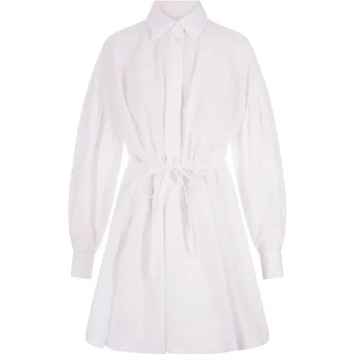 Embossed Cotton Poplin Shirt Dress , female, Sizes: S, 2XS, XS - Msgm - Modalova