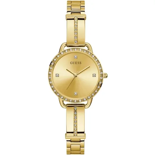 Golden Stainless Steel Analog Watch , female, Sizes: ONE SIZE - Guess - Modalova