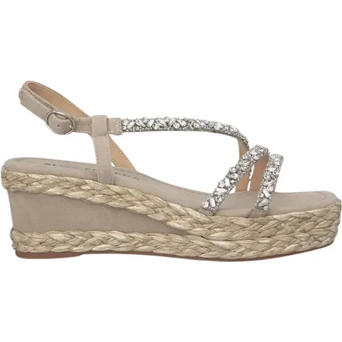 Sparkling wedge sandals with square toe , female, Sizes: 6 UK - Alma en Pena - Modalova