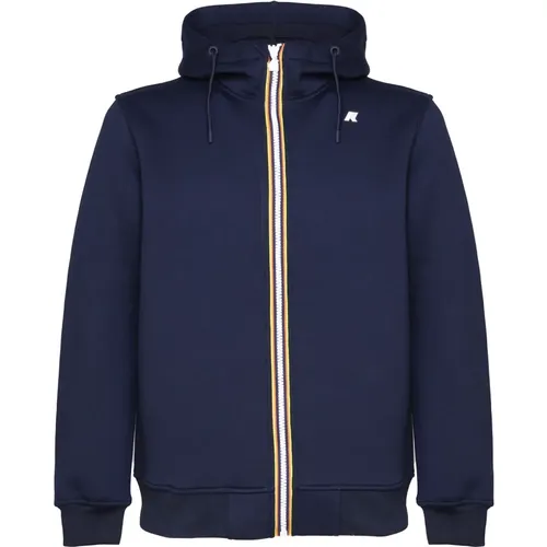 Navy Zip Kapuzen-Sweatshirt Jacke , Herren, Größe: XL - K-way - Modalova