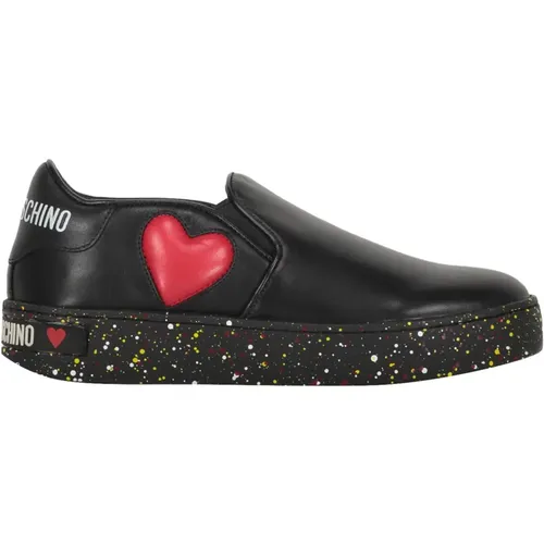 Lässige Slip-On Sneakers mit Kontrasteinsätzen , Damen, Größe: 35 EU - Love Moschino - Modalova