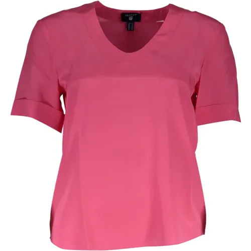 Rosa Damen T-Shirt Kurzarm Gant - Gant - Modalova