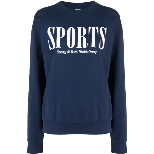 Graphic Print Cotton Sweatshirt , female, Sizes: L, S - Sporty & Rich - Modalova
