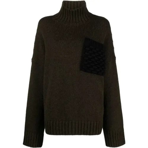 Forest Ribbed Knit Roll Neck Jumper , female, Sizes: L, S - JW Anderson - Modalova