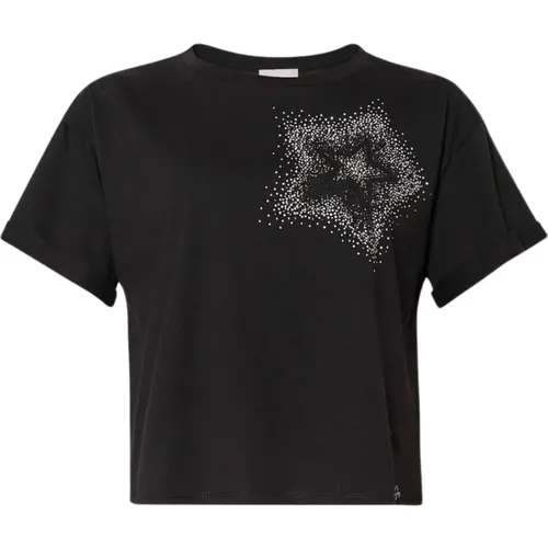 Star Rhinestone T-Shirt , female, Sizes: M - Liu Jo - Modalova