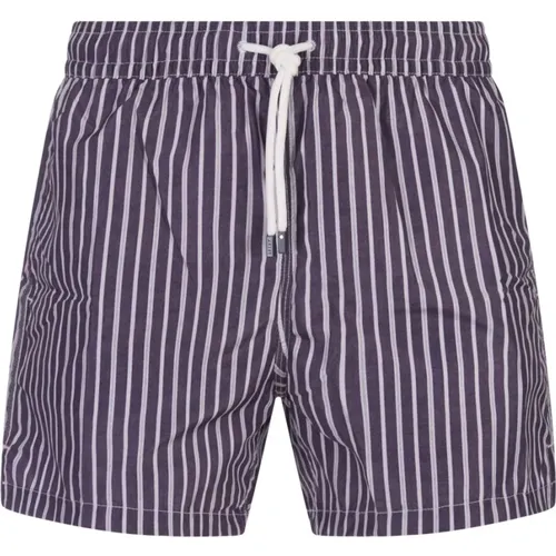 Purple Striped Swim Shorts , male, Sizes: M, L, XL - Fedeli - Modalova