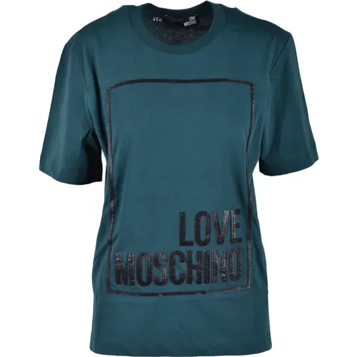 Grünes T-Shirt für Frauen , Damen, Größe: M - Love Moschino - Modalova