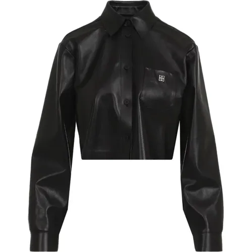 Leather Cropped Shirt , female, Sizes: 3XS, 2XS - Givenchy - Modalova