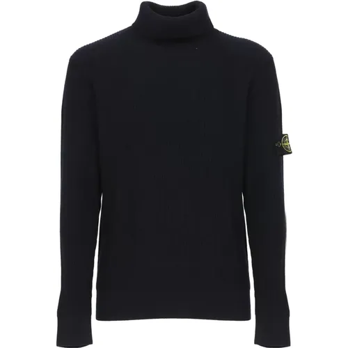 Blauer Wollpullover mit Ikonischem Logo , Herren, Größe: XL - Stone Island - Modalova