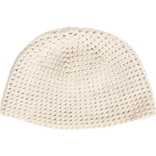 White Knitted Beanie Hat , male, Sizes: L - Jan-Jan VAN Essche - Modalova