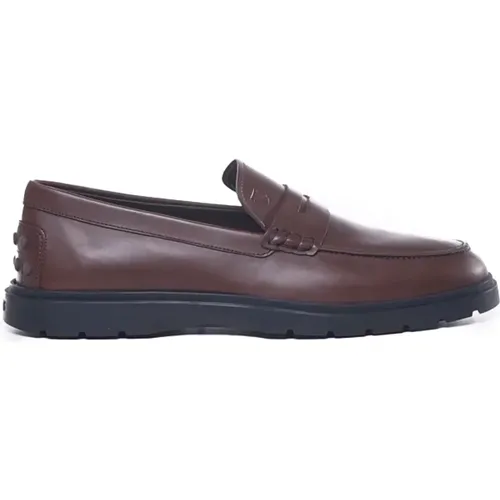 Leather Loafers Rubber Sole Made in Italy , male, Sizes: 9 UK, 10 UK, 7 1/2 UK, 6 UK, 9 1/2 UK, 6 1/2 UK, 9 1/3 UK, 8 UK, 8 1/2 UK - TOD'S - Modalova