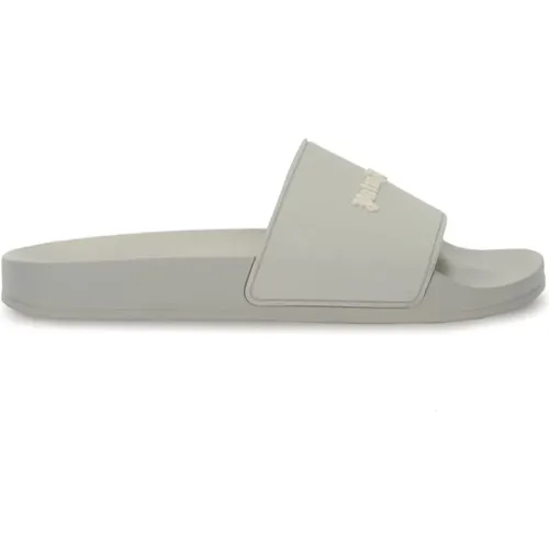 Grey Logo Rubber Slipper Sandals , male, Sizes: 6 UK, 10 UK, 7 UK, 8 UK, 9 UK, 5 UK - Palm Angels - Modalova