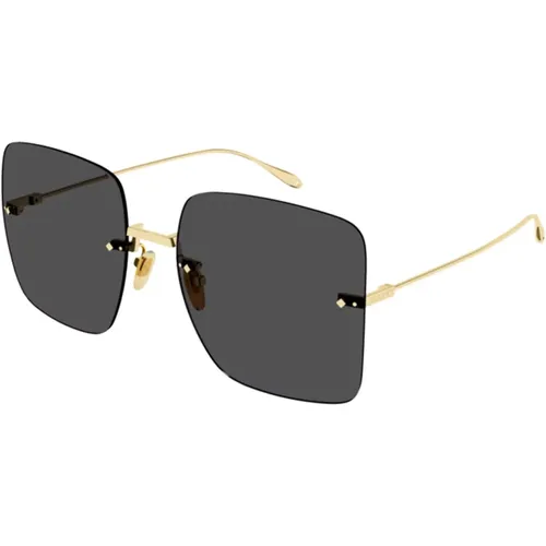 Gold/Graue Sonnenbrille , Damen, Größe: 62 MM - Gucci - Modalova