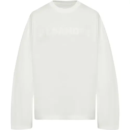 Weißes Baumwoll-T-Shirt mit Logo-Print - Jil Sander - Modalova