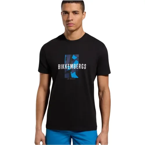 Baumwoll Logo Print T-Shirt , Herren, Größe: M - Bikkembergs - Modalova