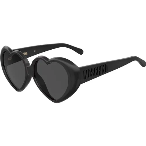 Schwarze/Dunkelgraue Sonnenbrille , Damen, Größe: 57 MM - Moschino - Modalova