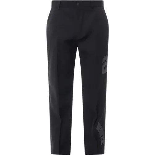 Wool Trousers with Zip and Buttons , male, Sizes: L - Off White - Modalova