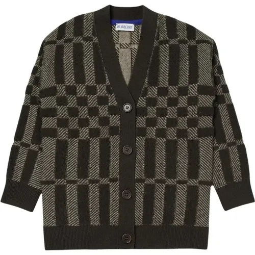 Grüner karierte Kinder Cardigan Pullover - Burberry - Modalova