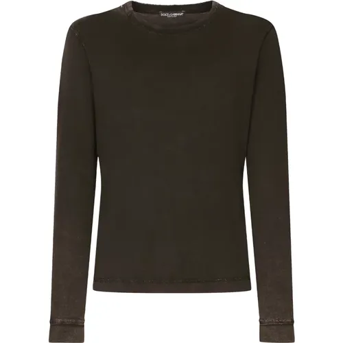 Schwarzer Rundhalsausschnitt Langarm-Sweatshirt - Dolce & Gabbana - Modalova