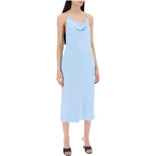 Satin Midi Slip Dress with Ring Neckline , female, Sizes: XS - Rotate Birger Christensen - Modalova