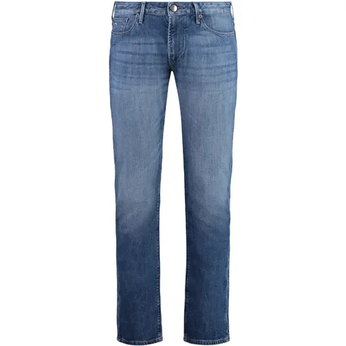 Slim Fit Jeans mit Logo-Details , Herren, Größe: W33 - Emporio Armani - Modalova