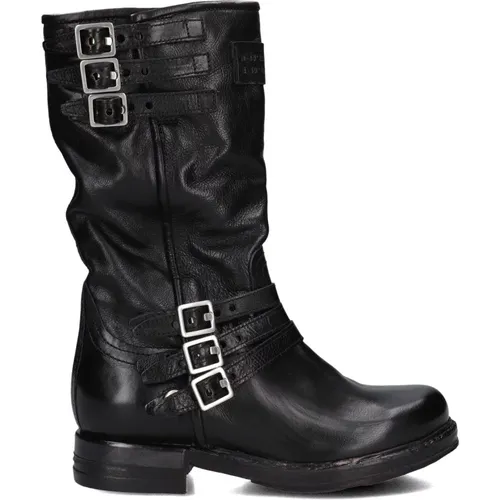 Schwarze Leder Damenstiefel , Damen, Größe: 38 EU - a.s.98 - Modalova