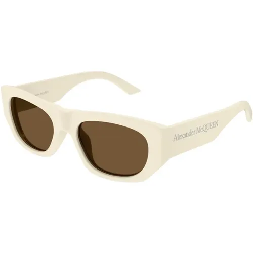Ivory Brown Sunglasses Am0450S , male, Sizes: 54 MM - alexander mcqueen - Modalova