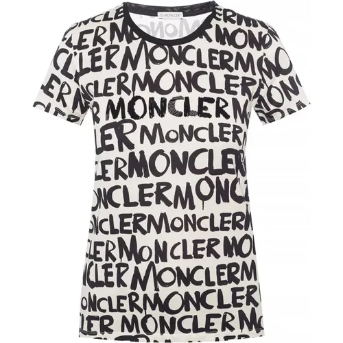 Gemustertes T-Shirt , Damen, Größe: S - Moncler - Modalova