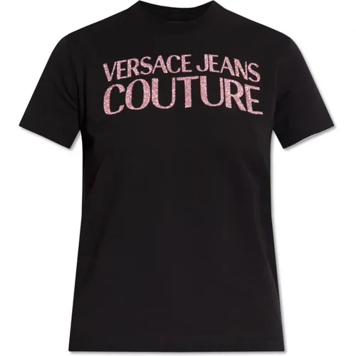 T-Shirt mit Logo , Damen, Größe: M - Versace Jeans Couture - Modalova