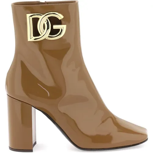 Gold DG Logo Ankle Boots , female, Sizes: 5 UK - Dolce & Gabbana - Modalova