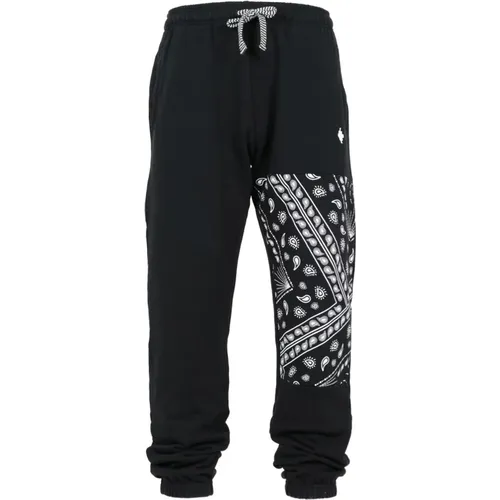 Schwarze Sport-Baumwollhose mit weißem Bandana-Druck , Herren, Größe: S - Marcelo Burlon - Modalova