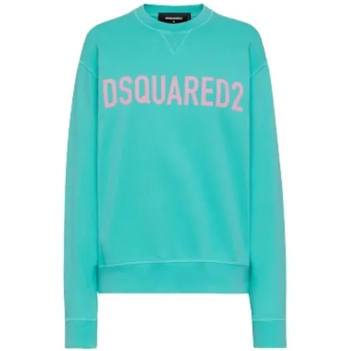 Round Neck Sweatshirt in Turquoise , male, Sizes: S, XL, M, L - Dsquared2 - Modalova