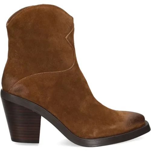 Braune Leder Stiefeletten,Western Style Wildleder Flache Schuhe - Ash - Modalova