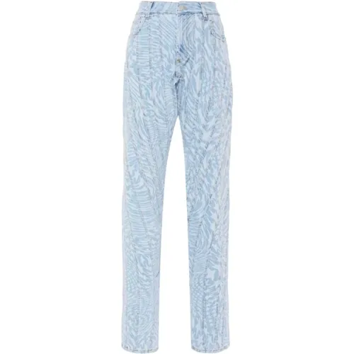 Laser Printed Denim Pants , female, Sizes: M, XS - Mugler - Modalova