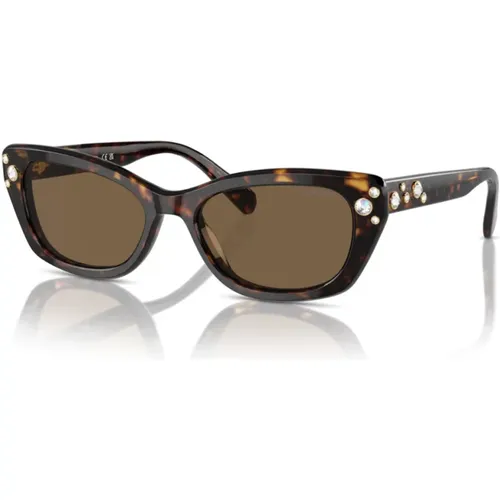 Fashion Sunglasses in Dark Havana/ , female, Sizes: 54 MM - Swarovski - Modalova