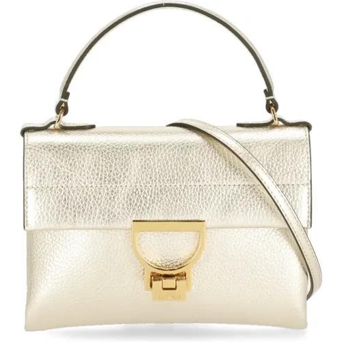 Golden Pebbled Leather Handbag , female, Sizes: ONE SIZE - Coccinelle - Modalova