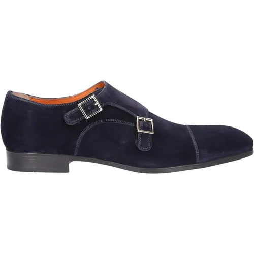Midtown Monk Shoes Velour Leather , male, Sizes: 10 UK, 7 UK, 9 UK, 10 1/2 UK, 12 UK, 6 UK - Santoni - Modalova