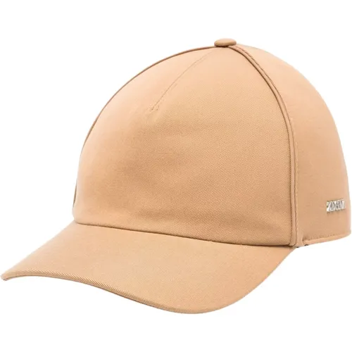 Leather Hats with Metallic Logo , male, Sizes: M - Z Zegna - Modalova