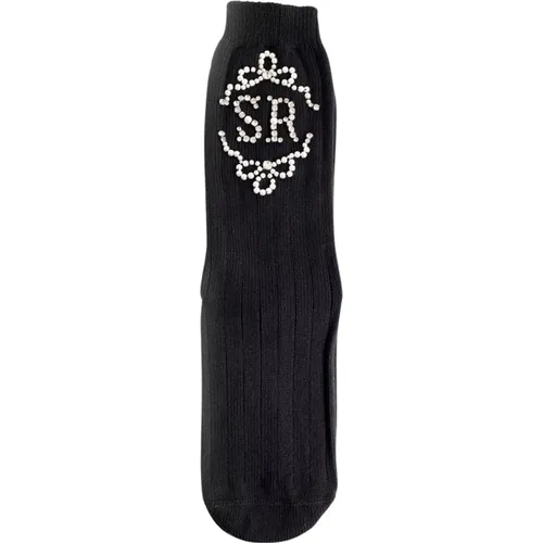 Schwarze gerippte Socken mit SR Emblem,Graue Gerippte Knöchelsocken mit SR Emblem - Simone Rocha - Modalova