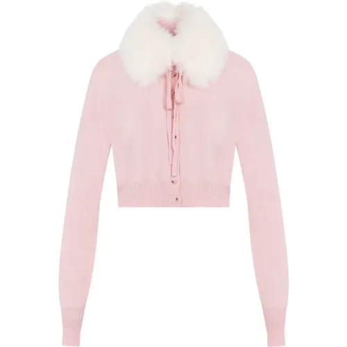 Fake Fur Cardigan Abnehmbarer Kragen , Damen, Größe: XS - SPORTMAX - Modalova