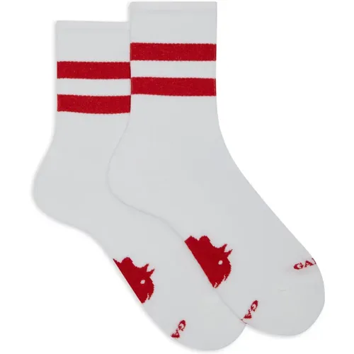 Unisex kurze weiße Baumwollfrotteesocken mit kontrastierenden Streifen , unisex, Größe: S - Gallo - Modalova