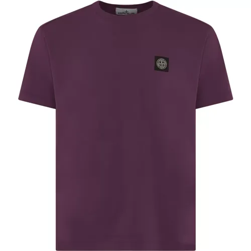 Herren T-Shirt Klassischer Schnitt , Herren, Größe: M - Stone Island - Modalova