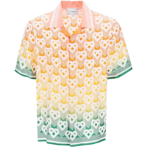 Bowling shirt with heart mon , male, Sizes: M, S, L - Casablanca - Modalova