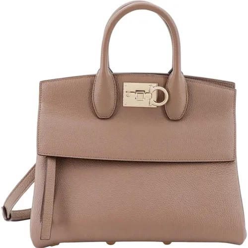 Iconic Gancini Leather Handbag , female, Sizes: ONE SIZE - Salvatore Ferragamo - Modalova