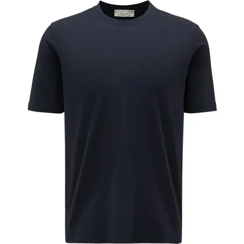 Navy Short Sleeve Ice Cotton T-shirt , male, Sizes: L - Filippo De Laurentiis - Modalova