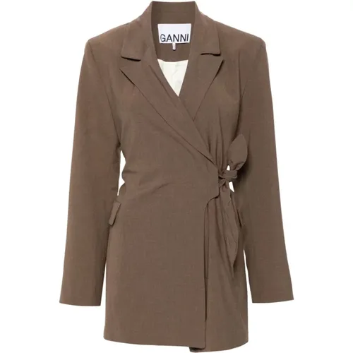 Wrap Jacket Knot Detail , female, Sizes: L, XS, S - Ganni - Modalova